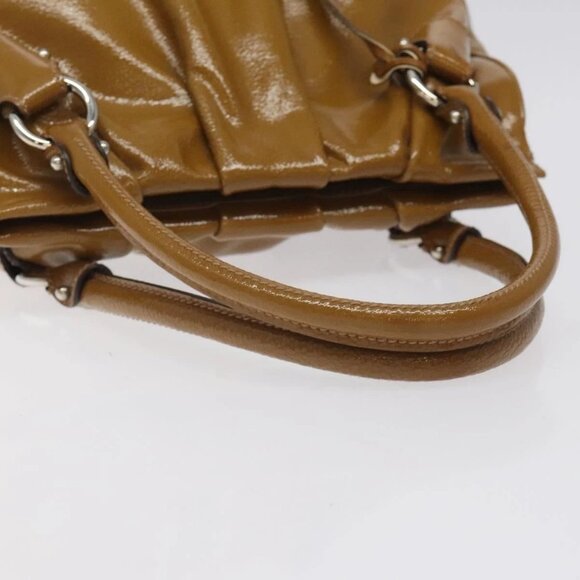 Salvatore Ferragamo Hand Bag Patent leather Brown Silver Auth BA3981 - Picture 7 of 15